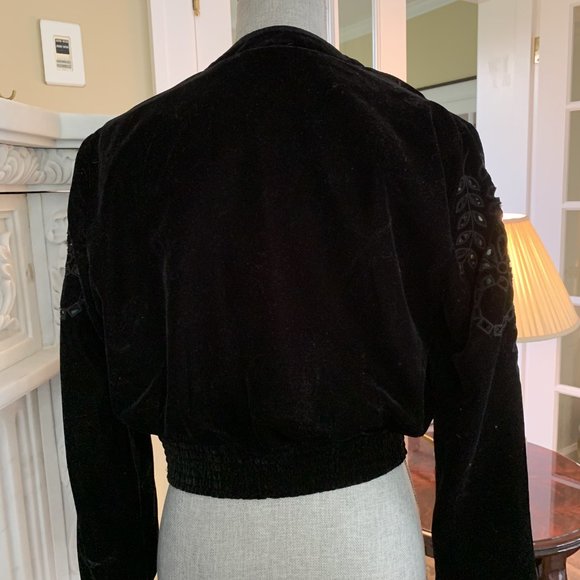 Black Velvet Bomber Jacket - Picture 4 of 4